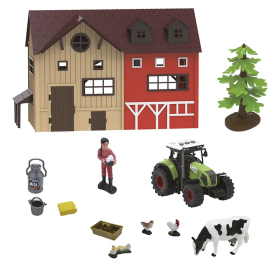 Granja completa de juguete con tractor y animales