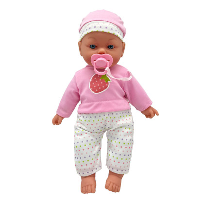 Muñeca bebé blanda con sonidos y chupete 41 cm
