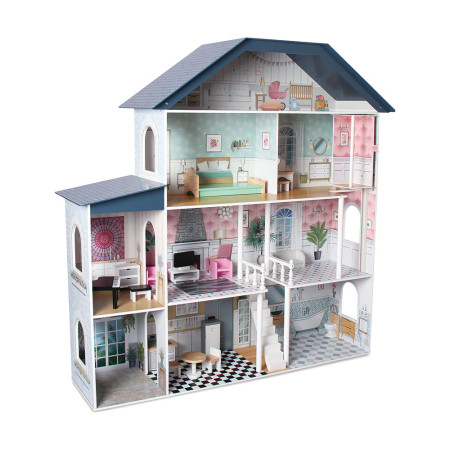 Casa de muñecas Premium XL 4 pisos con 17 accesorios