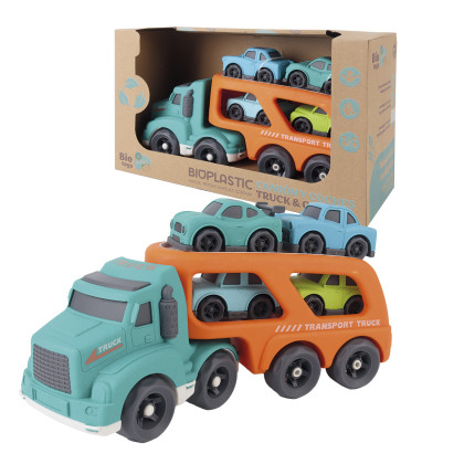 Camión porta coches Eco Bio con 5 coches | Paja de trigo +18 meses