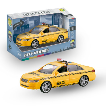 Taxi Infantil con Luz y Sonido Escala 1:16 | Coche de Fricción para Niños