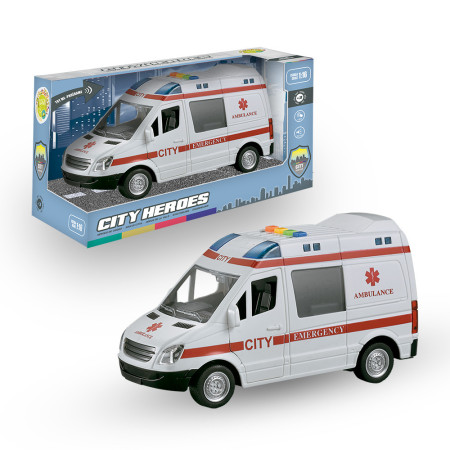 Ambulancia Infantil con Luz y Sonido Escala 1:16 | Vehículo de Fricción